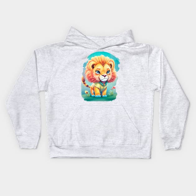 colorful cute lion Kids Hoodie by A&A